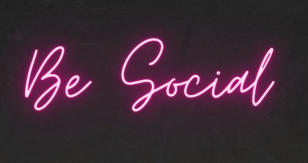 Be Social Neon Text Image